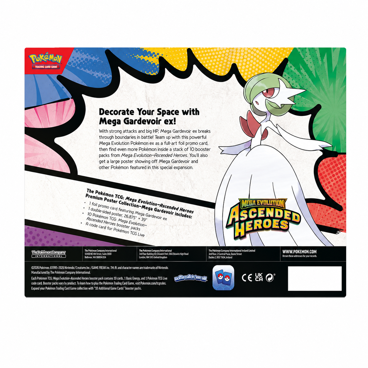 2026 Pokémon Ascended Heroes Mega Gardevoir Premium Poster Collection sealed box back