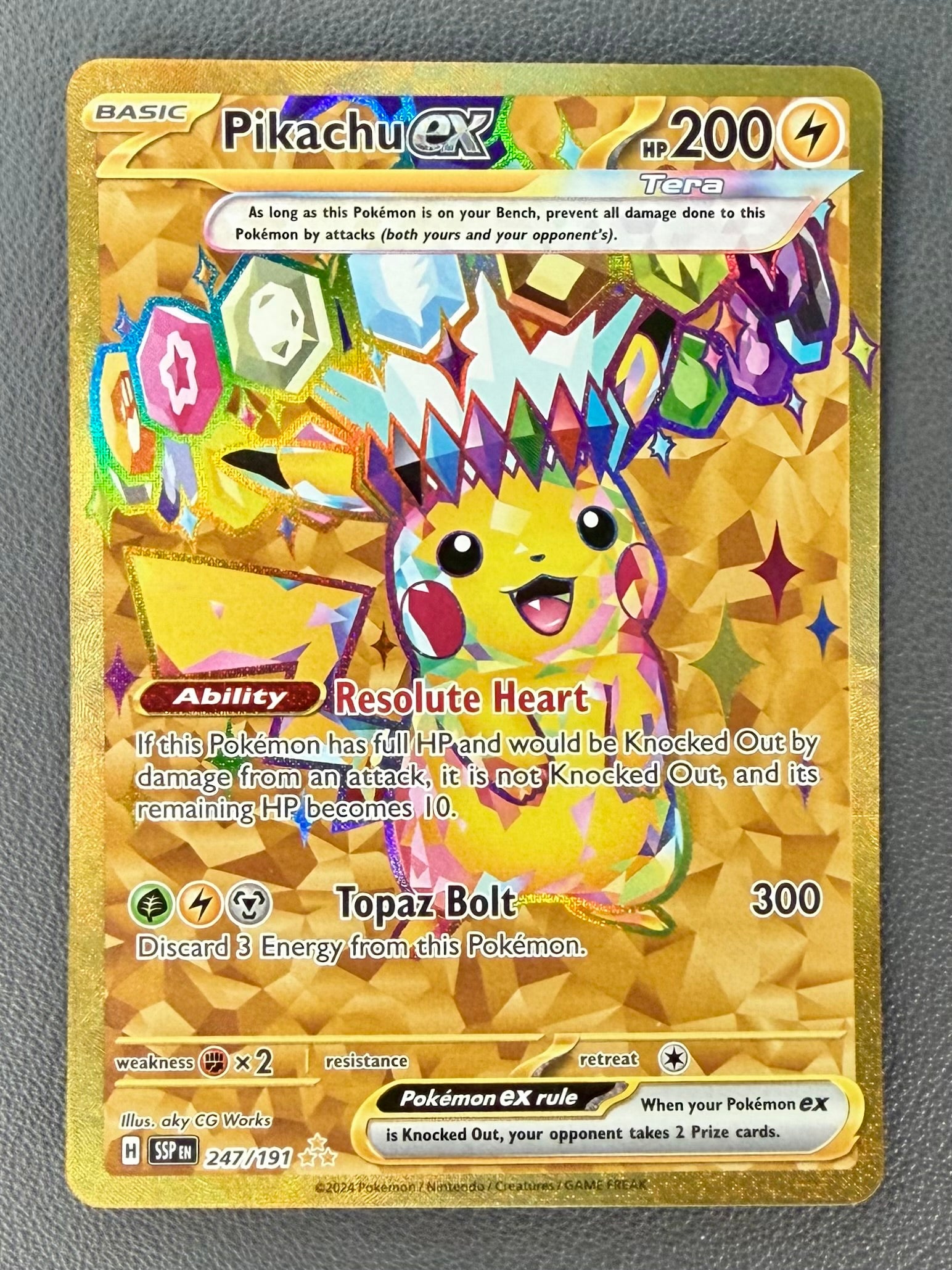 2024 Pokémon Surging Sparks Pikachu ex #247/191 Hyper Rare