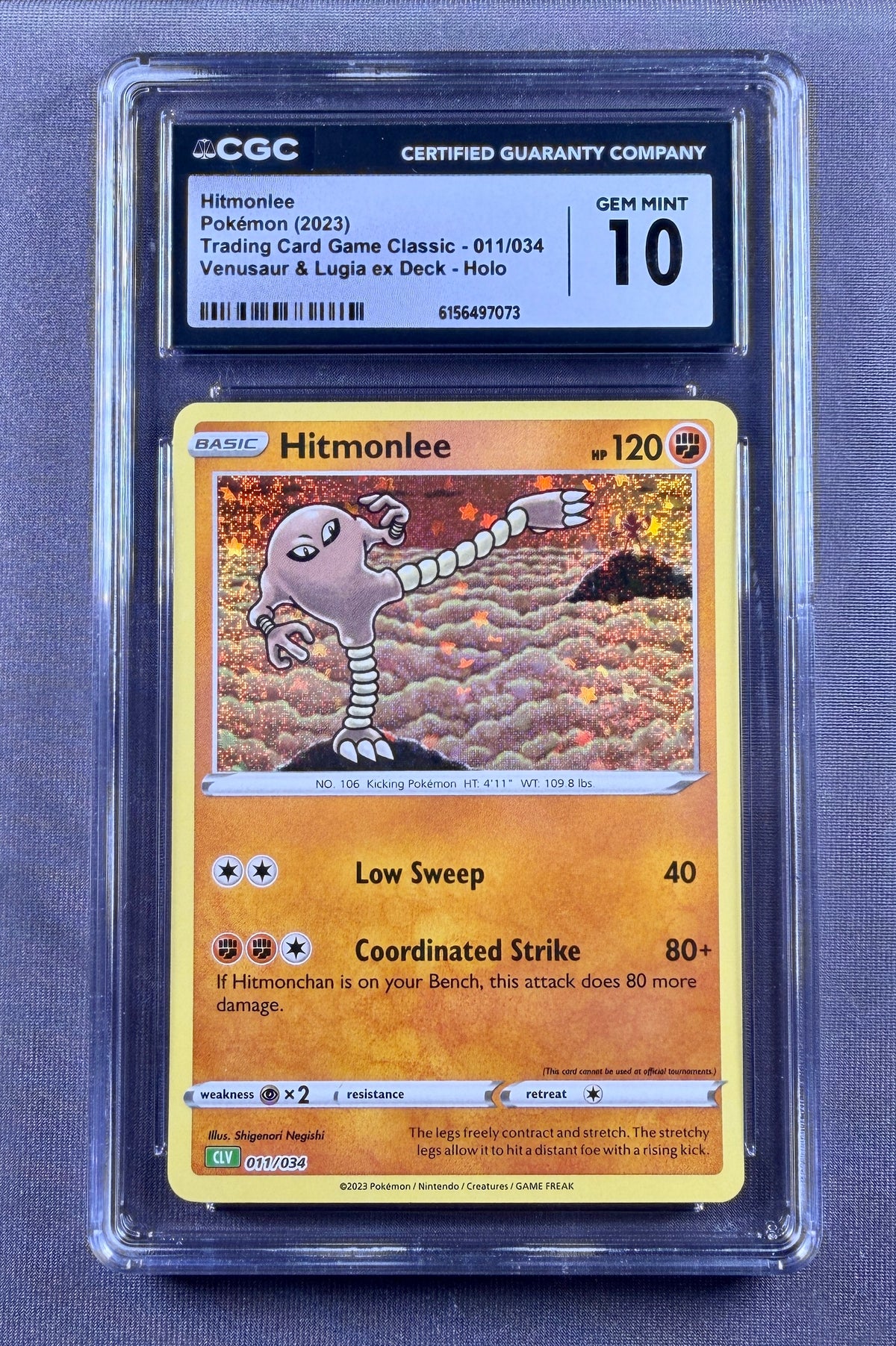 2023 Pokémon TCG Classic Hitmonlee #011/034 Holo CGC Gem Mint 10