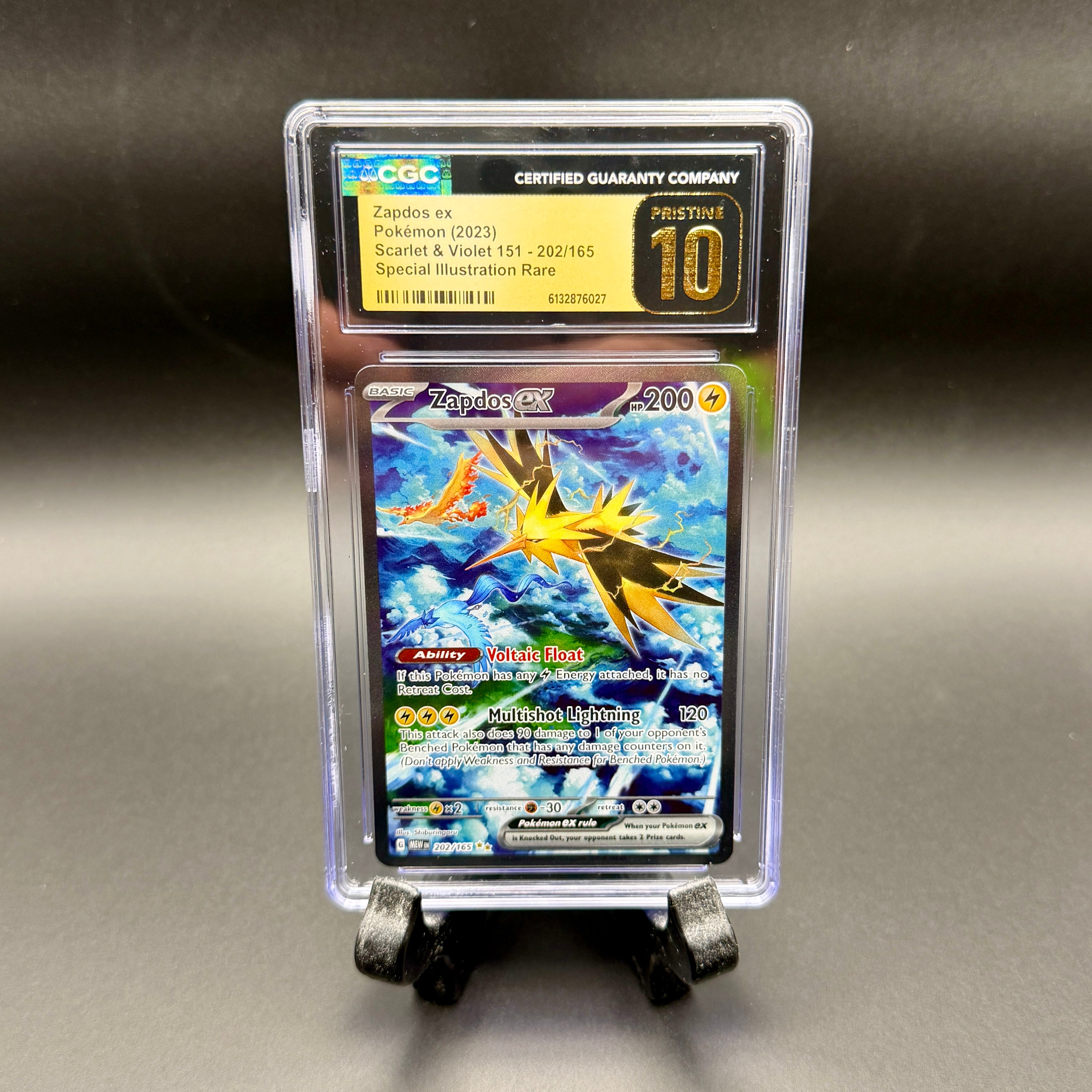 2023 Pokémon Scarlet & Violet: 151 Zapdos ex #202/165 Special Illustration Rare CGC Pristine 10 front