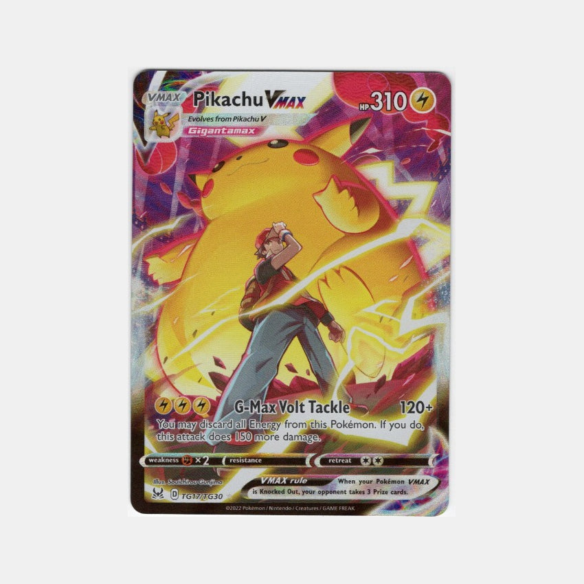 2022 Pokémon Sword & Shield Lost Origin Pikachu VMAX #TG17/TG30 Trainer Gallery front