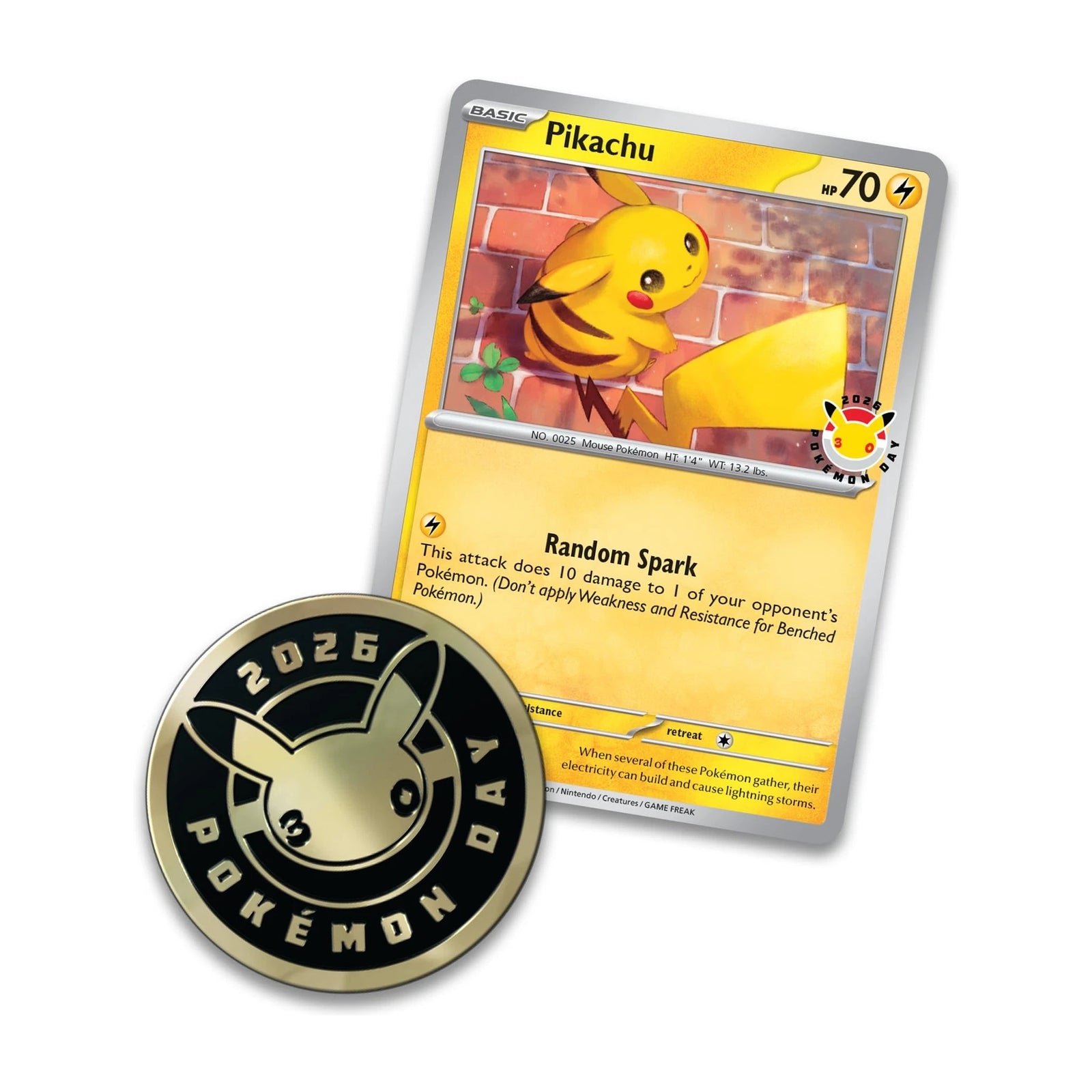 Pokémon Day 2026 stamped Pikachu promo card with commemorative 30th anniversary coin